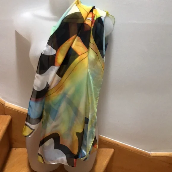 Cocoon House Exquisite Artist Art-to-Wear Fine Silk Rectangle WrapMulticolor